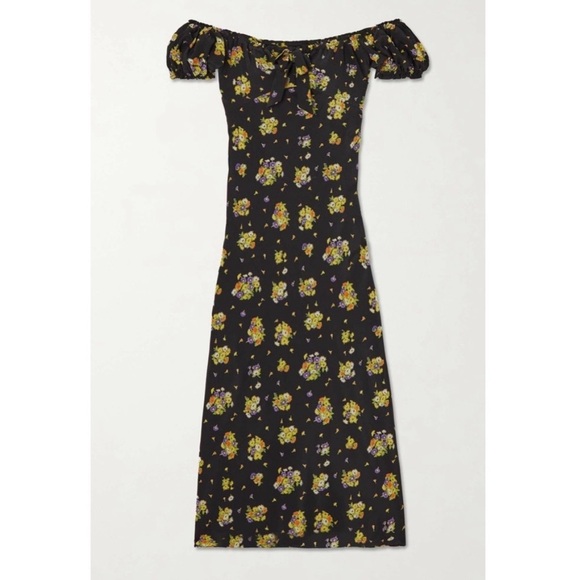 NWT Alessandra Rich Daisy Print Off-Shoulder Silk Midi Dress US 10 / IT 46 - Picture 14 of 14